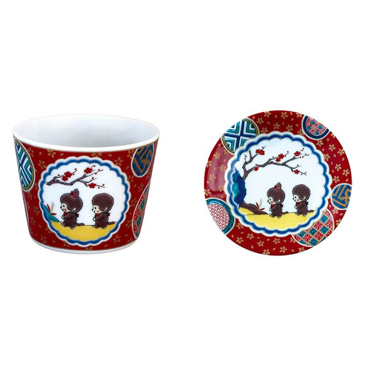 モンチッチ】九谷焼 小皿＆そばちょこセット（庄三風彩色金蘭手